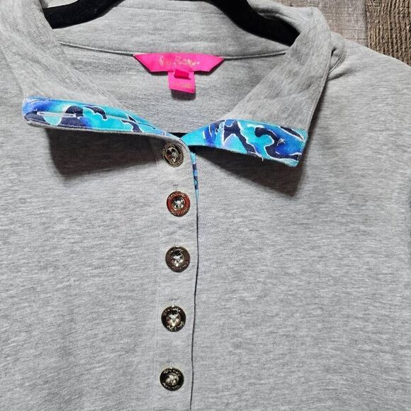 Lilly Pulitzer Upf 50+ Landley Popover In Heathered Seaside Grey - Picture 3 of 6